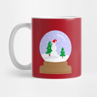 Snow globe with a snowman and a spruces inside Mug